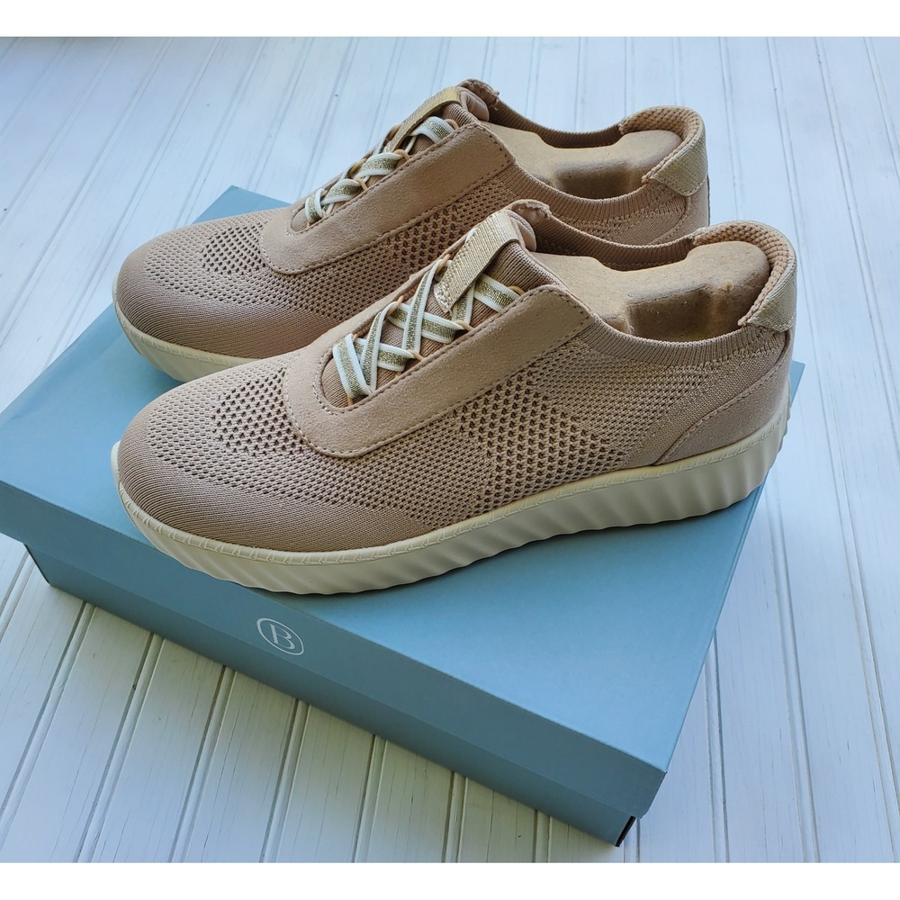 Bzees Wanderer Beige NIB Knit Slip On Sneakers Womens 8.5 Machine Washable